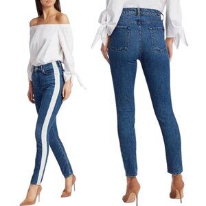 7 For All Mankind High Rise Bleached Side Stripe Skinny Jeans Women's 24 NWT